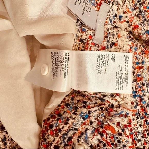 Multicoloured Lined Tweed Woven Wrap Midi Skirt US 6 - Picture 7 of 7